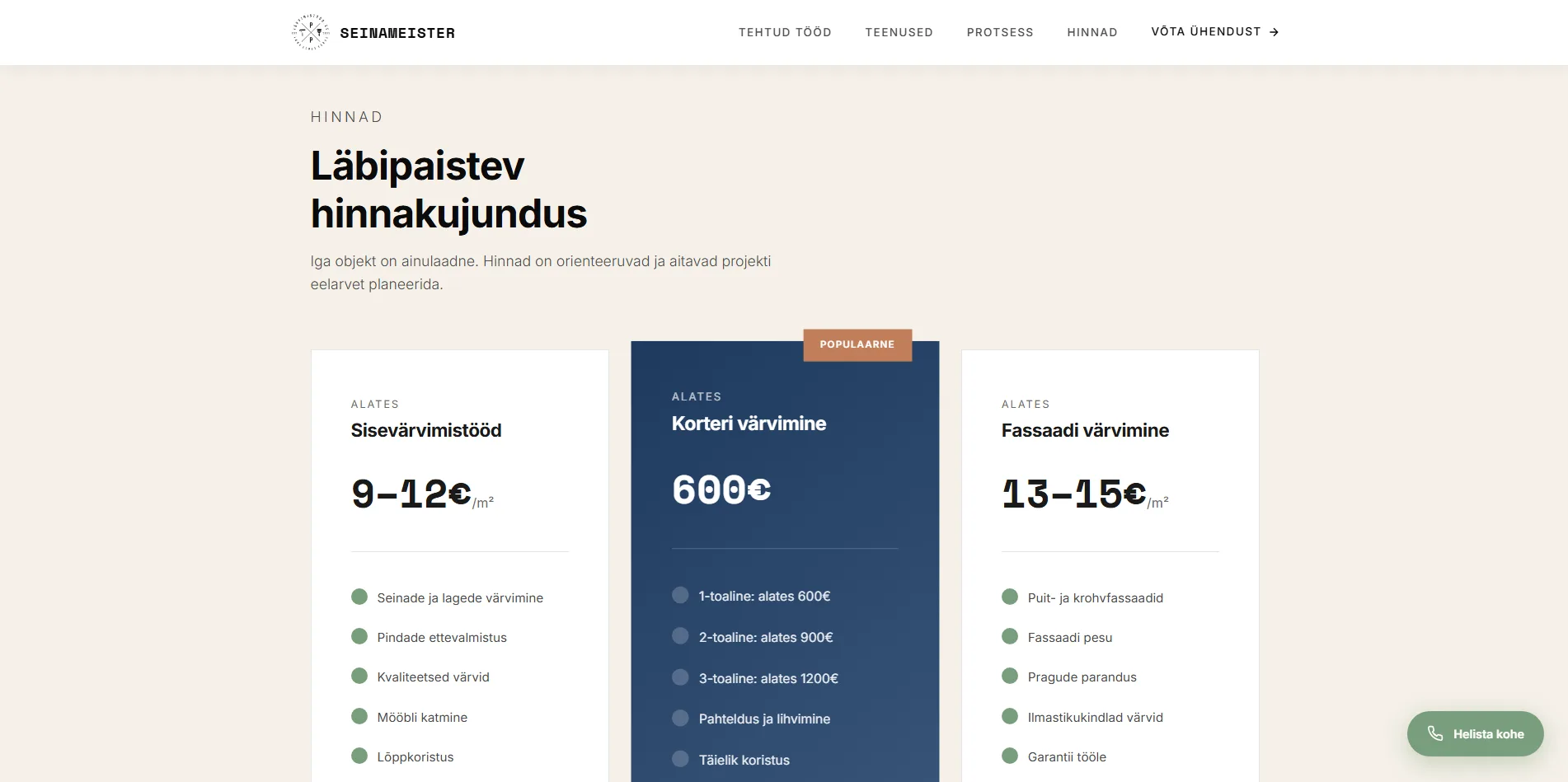 Varvimistood.ee hinnastik